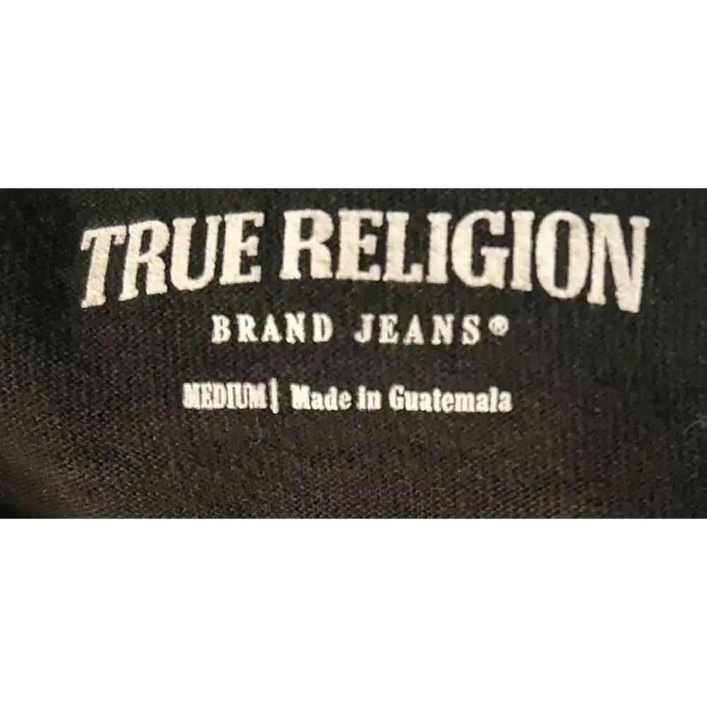 True Religion Football True Bowl Cotton Black Crew Neck T-Shirt Men's Medium